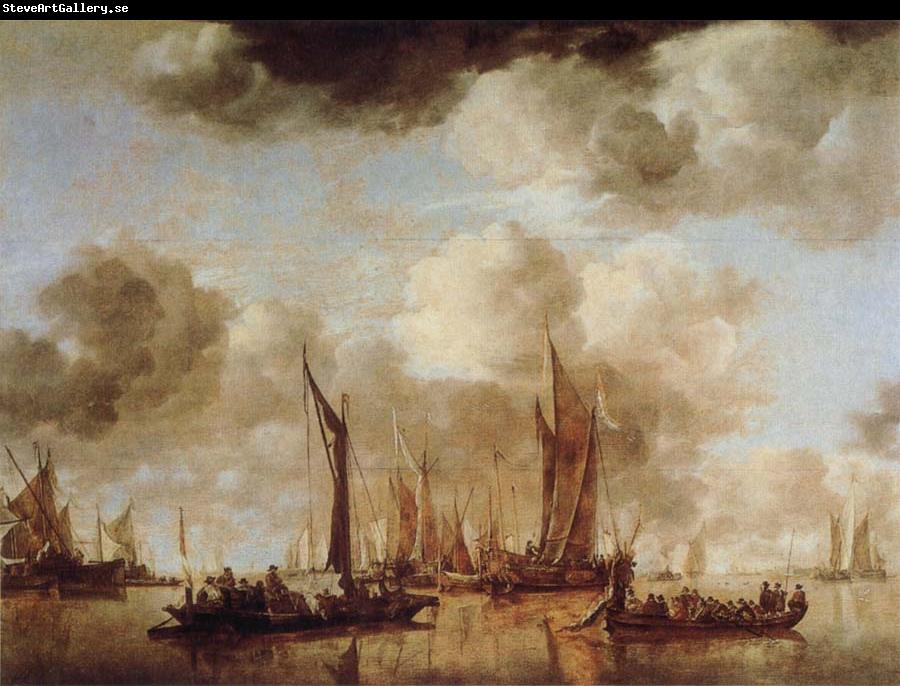 Jan van de Capelle Shipping Scene with a Dutch Yacht Firing a Salure